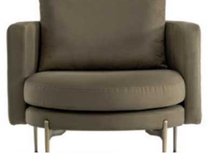 Armchair for Living Room Modern Design Wood with Textile Round Lounge Club